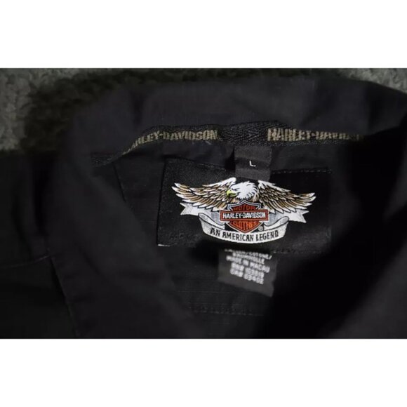 Harley-Davidson Button Up Shirt Men L Black Motorcycles Mechanic Logo Embroidery - Picture 5 of 9